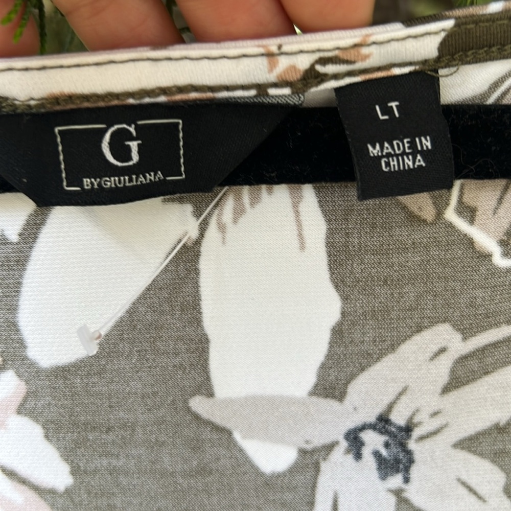 By Giuliani Floral Jumpsuit in Olive and Pink with pockets faux wrap size L - Picture 4 of 12